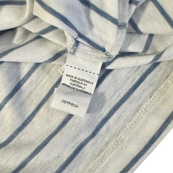 Lucky Brand Venice Burnout Stripe Tee XS White Blue Summer Soft Barefoot Energy - Picture 3 of 5